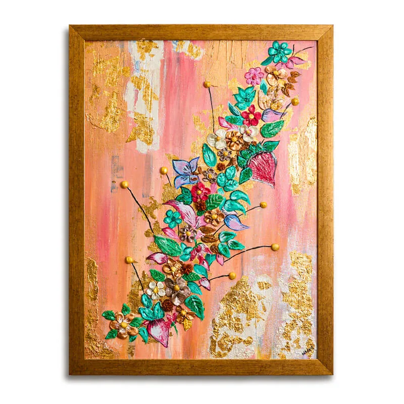 Floral Bloom in Texture & Gold